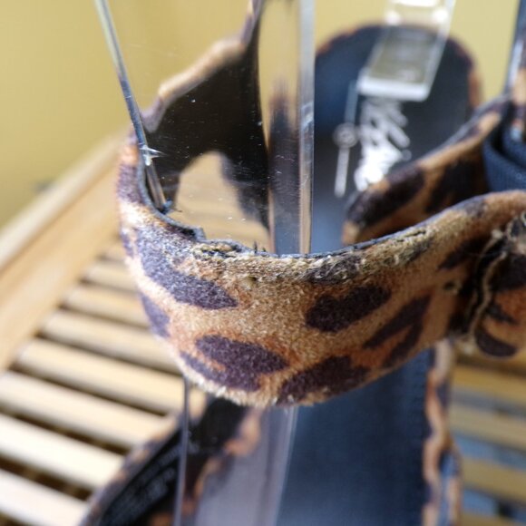 Mossimo Vintage Leopard Faux Fur Pumps Chunky Heel Womens Size 6.5 - Picture 5 of 13